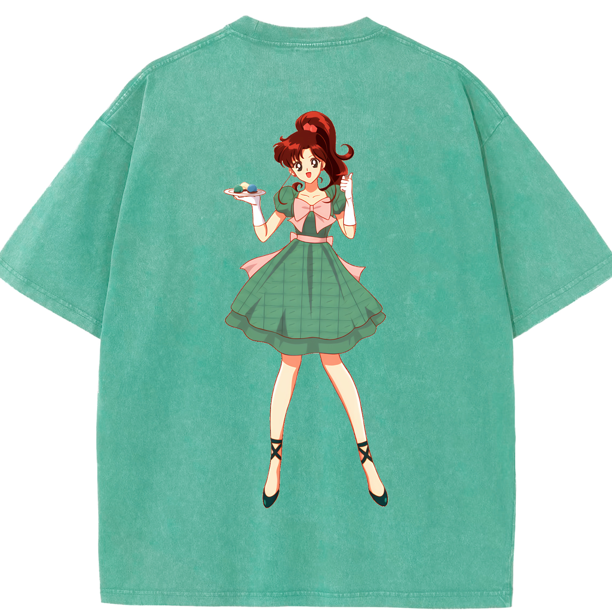 （画像用） 美少女戦士セーラームーン 木野 まこと きの まこと Sailor Moon Kino Makoto （セーラージュピター；Sailor Jupiter） 綿100% ヴィンテージ風 半袖Tシャツ（背面プリント）